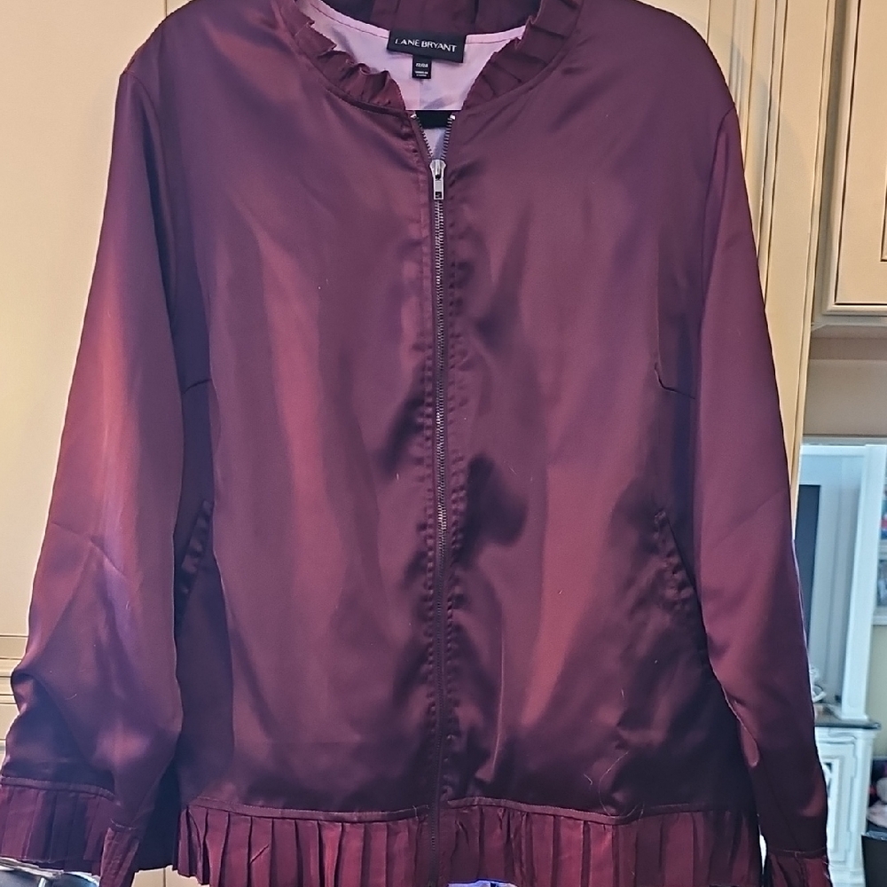 Lane Bryant Burgundy Bomber Jacket
